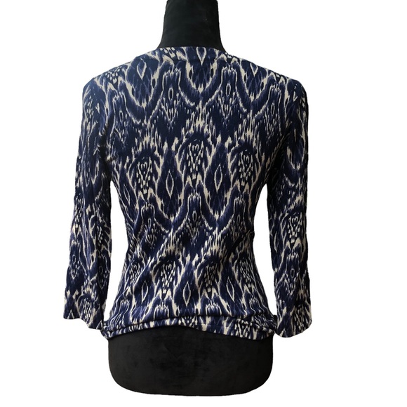 Inc Blue Printed Beaded Neckline Lightweight Sweater size Small - Picture 5 of 8